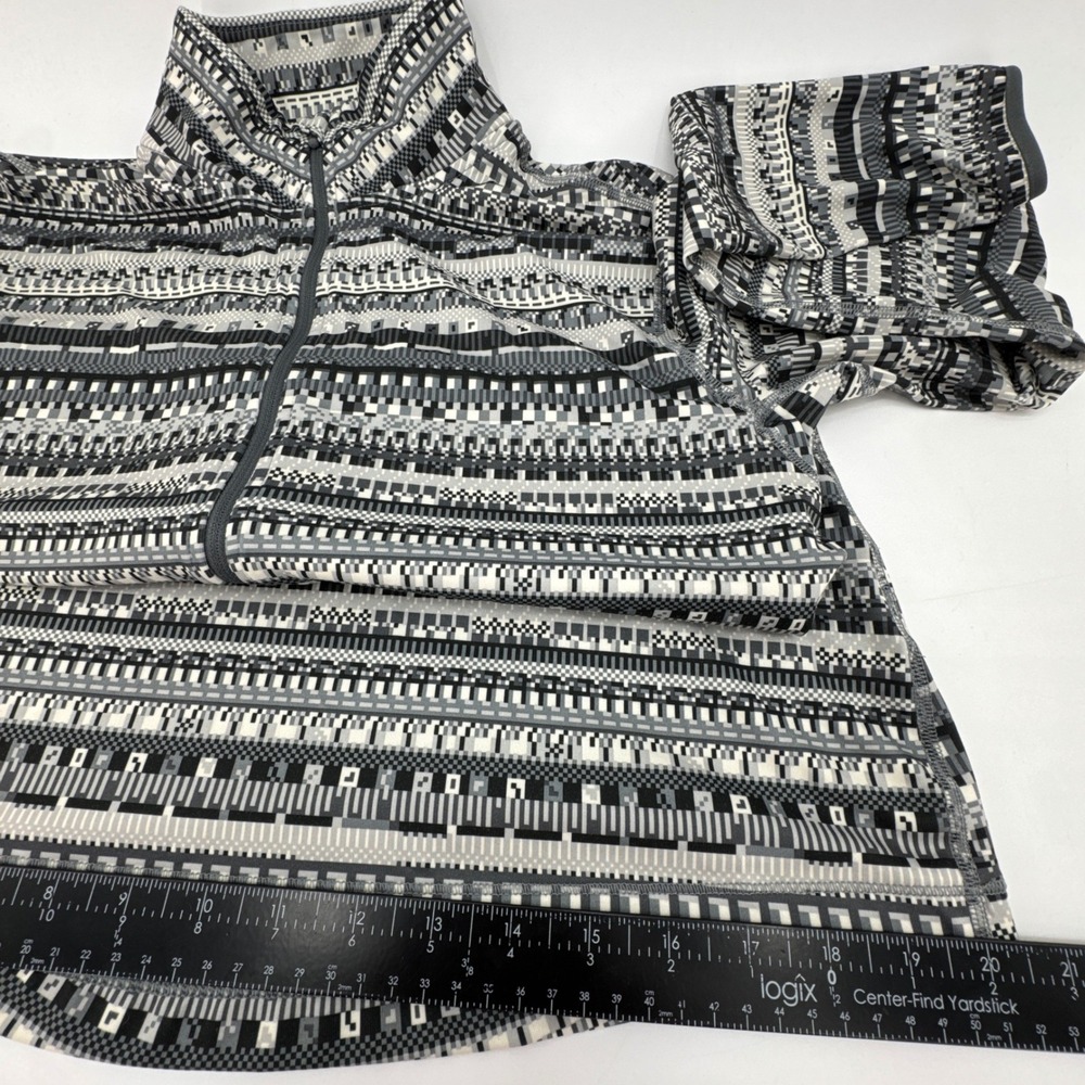 Nike Pro Dri-FIT Sweatshirt Womens Large Gray Geometric Pixel Print Quarter Zip - Picture 5 of 16
